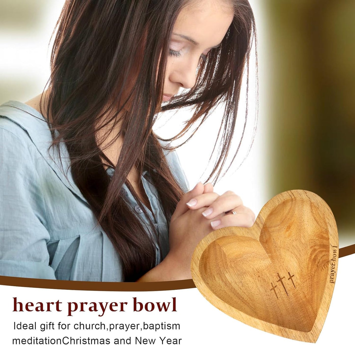Heart Prayer Bowl,Heart Shaped Wooden Bowl,Wood Decorative Bowls