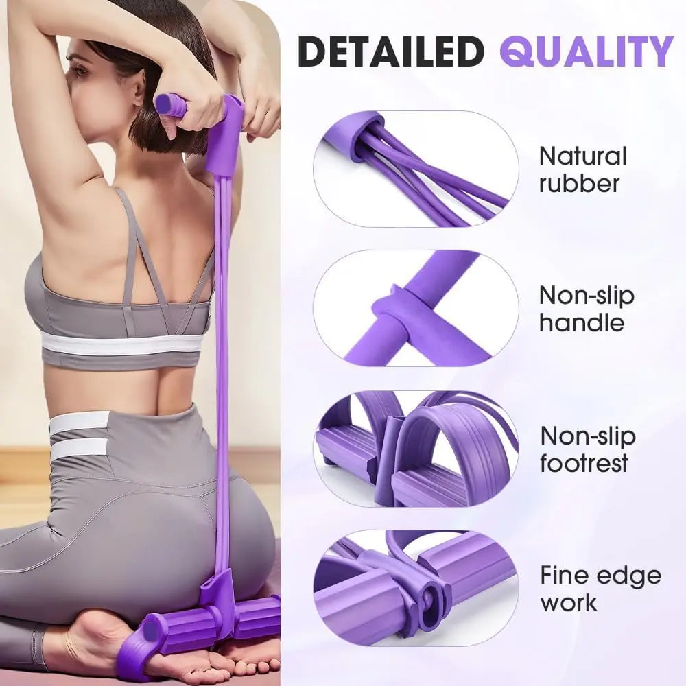 Manual Tension Training Pedal Resistance Band, 6-Tube Eco-Friendly Natural Latex Yoga Stretching Band, Multifunctional Adjustable Elastic Band for Home Gym Arm & Waist and Abdomen Training, Exercise Equipment, Suitable for Both Men and Women