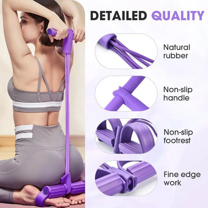 Manual Tension Training Pedal Resistance Band, 6-Tube Eco-Friendly Natural Latex Yoga Stretching Band, Multifunctional Adjustable Elastic Band for Home Gym Arm & Waist and Abdomen Training, Exercise Equipment, Suitable for Both Men and Women