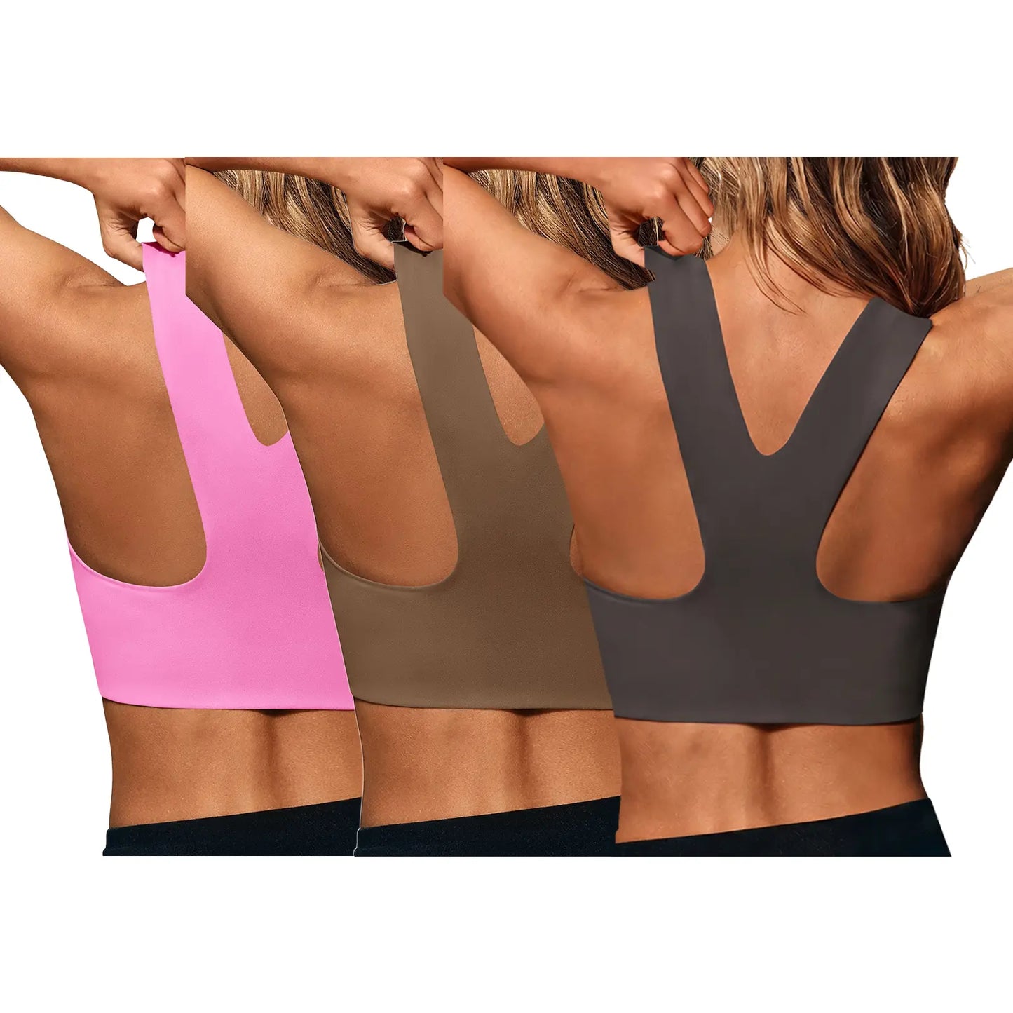 Aoysky Women'S Buttery Soft Square Neck Padded Compressive Seamless Longline Sports Bra - Bras for Women, Activewear Crop Top for Yoga, Running Workouts, Sports Bra for Women,Travel Essentials,Camping Essentials