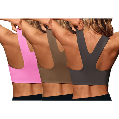Aoysky Women'S Buttery Soft Square Neck Padded Compressive Seamless Longline Sports Bra - Bras for Women, Activewear Crop Top for Yoga, Running Workouts, Sports Bra for Women,Travel Essentials,Camping Essentials