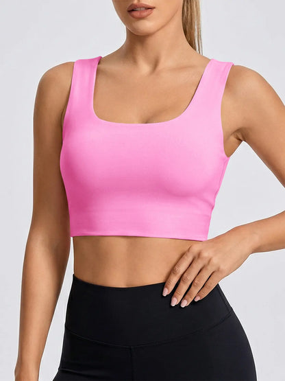 Aoysky Women'S Buttery Soft Square Neck Padded Compressive Seamless Longline Sports Bra - Bras for Women, Activewear Crop Top for Yoga, Running Workouts, Sports Bra for Women,Travel Essentials,Camping Essentials
