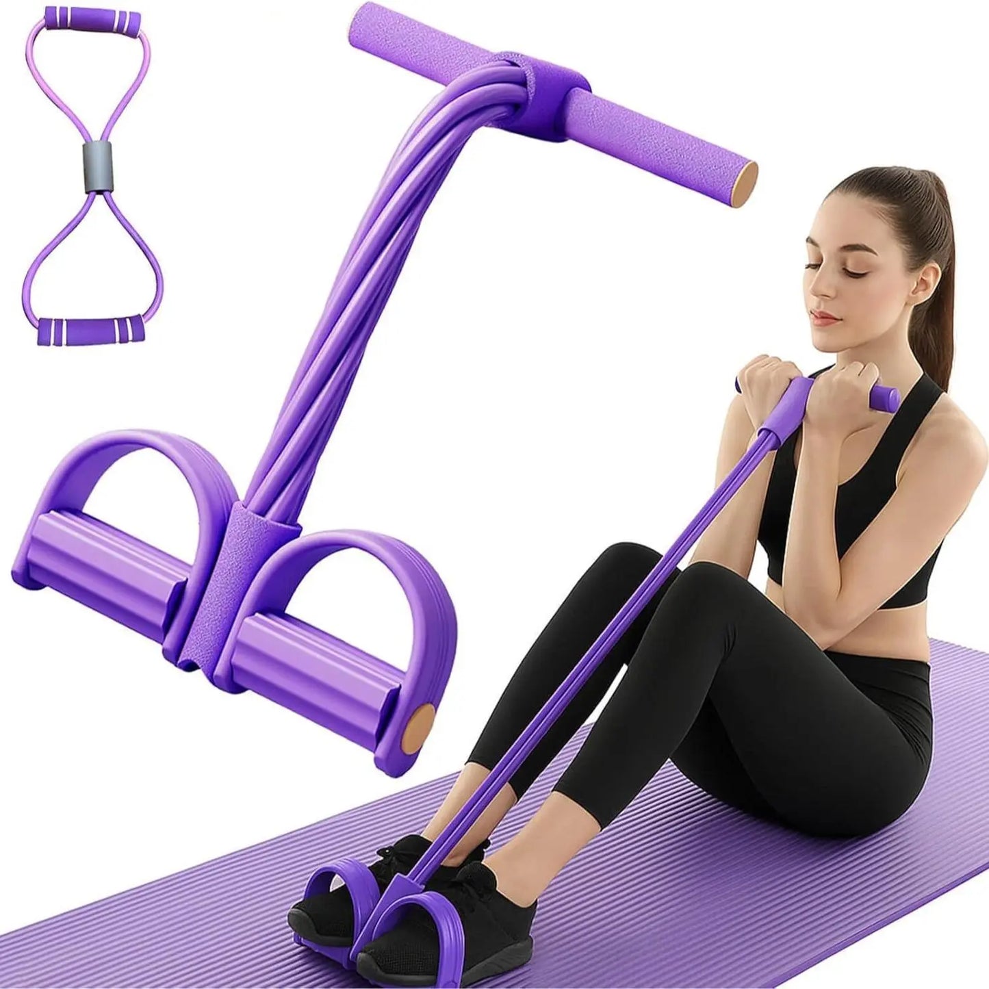 Manual Tension Training Pedal Resistance Band, 6-Tube Eco-Friendly Natural Latex Yoga Stretching Band, Multifunctional Adjustable Elastic Band for Home Gym Arm & Waist and Abdomen Training, Exercise Equipment, Suitable for Both Men and Women