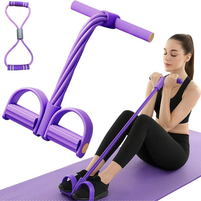 Manual Tension Training Pedal Resistance Band, 6-Tube Eco-Friendly Natural Latex Yoga Stretching Band, Multifunctional Adjustable Elastic Band for Home Gym Arm & Waist and Abdomen Training, Exercise Equipment, Suitable for Both Men and Women