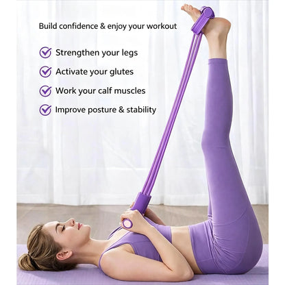 Manual Tension Training Pedal Resistance Band, 6-Tube Eco-Friendly Natural Latex Yoga Stretching Band, Multifunctional Adjustable Elastic Band for Home Gym Arm & Waist and Abdomen Training, Exercise Equipment, Suitable for Both Men and Women