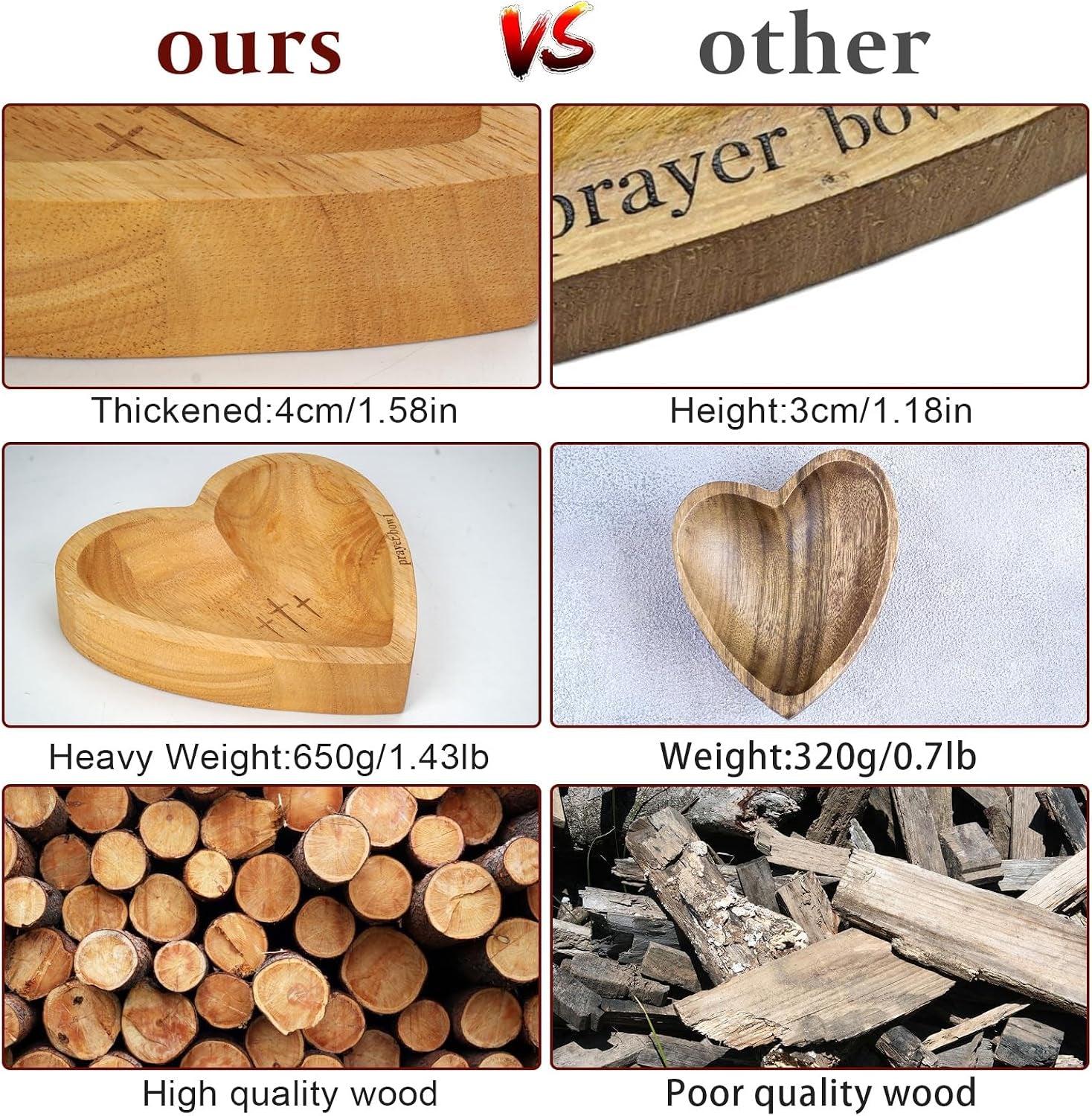 Heart Prayer Bowl,Heart Shaped Wooden Bowl,Wood Decorative Bowls
