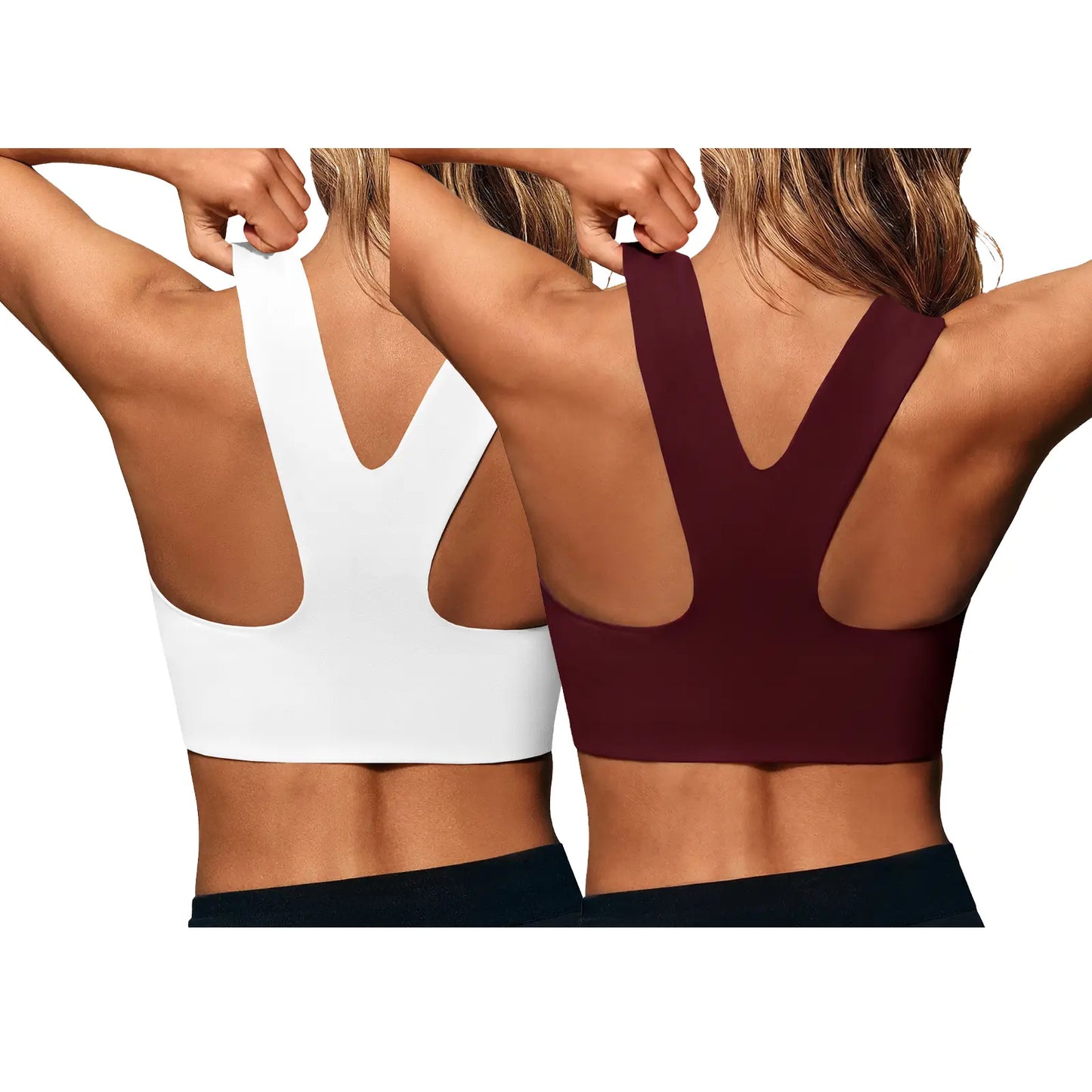 Aoysky Women'S Buttery Soft Square Neck Padded Compressive Seamless Longline Sports Bra - Bras for Women, Activewear Crop Top for Yoga, Running Workouts, Sports Bra for Women,Travel Essentials,Camping Essentials