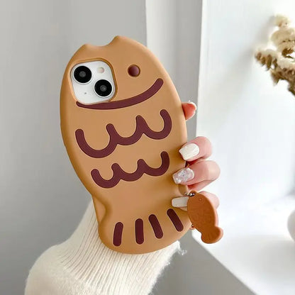 Fish Shape 3D Silicone Phone Case for Iphone 17 Air 11 12 13 14 15 16 Pro Max with Pendant