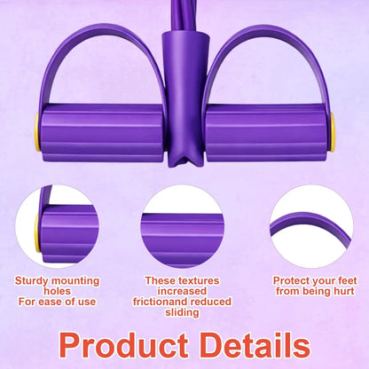 Manual Tension Training Pedal Resistance Band, 6-Tube Eco-Friendly Natural Latex Yoga Stretching Band, Multifunctional Adjustable Elastic Band for Home Gym Arm & Waist and Abdomen Training, Exercise Equipment, Suitable for Both Men and Women