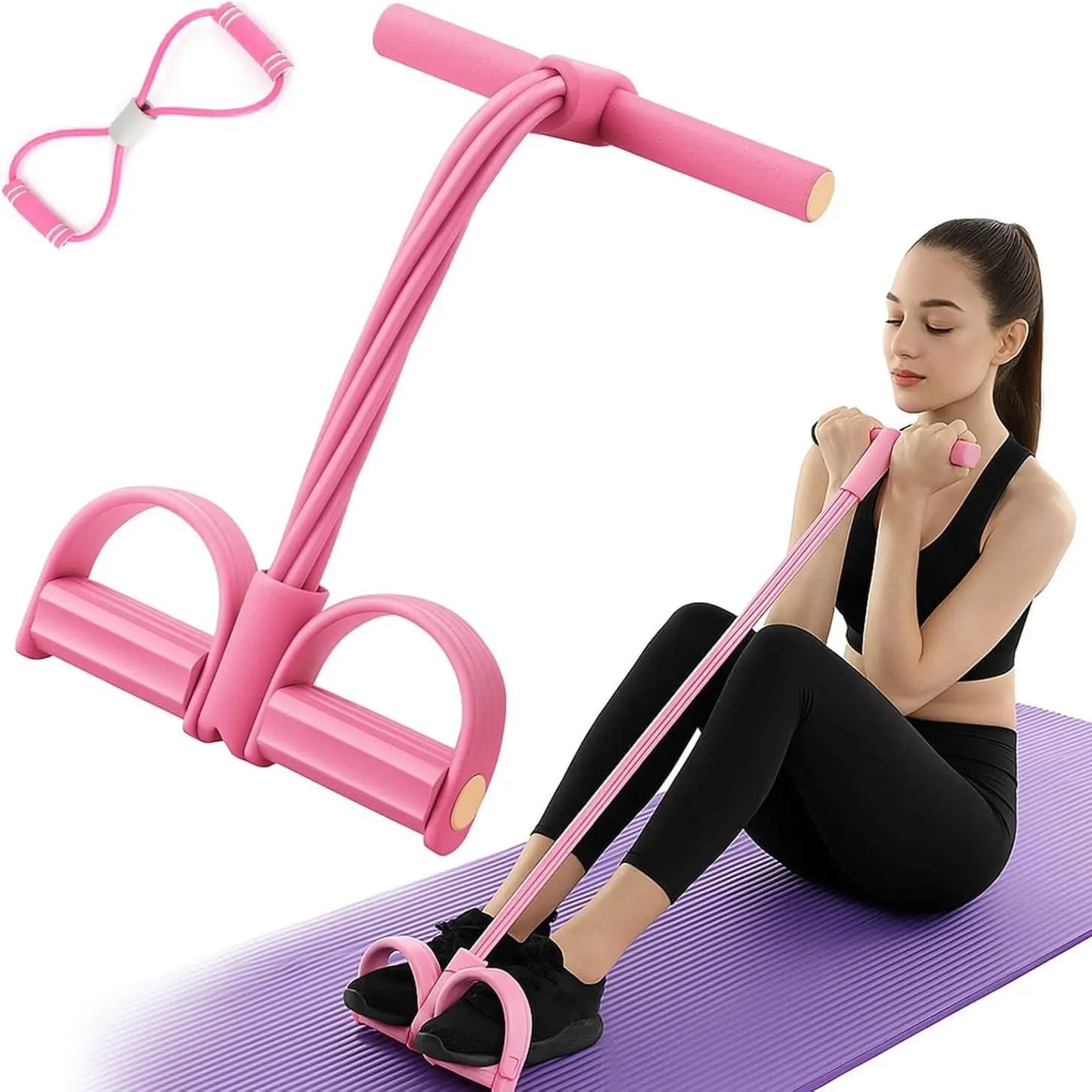 Manual Tension Training Pedal Resistance Band, 6-Tube Eco-Friendly Natural Latex Yoga Stretching Band, Multifunctional Adjustable Elastic Band for Home Gym Arm & Waist and Abdomen Training, Exercise Equipment, Suitable for Both Men and Women