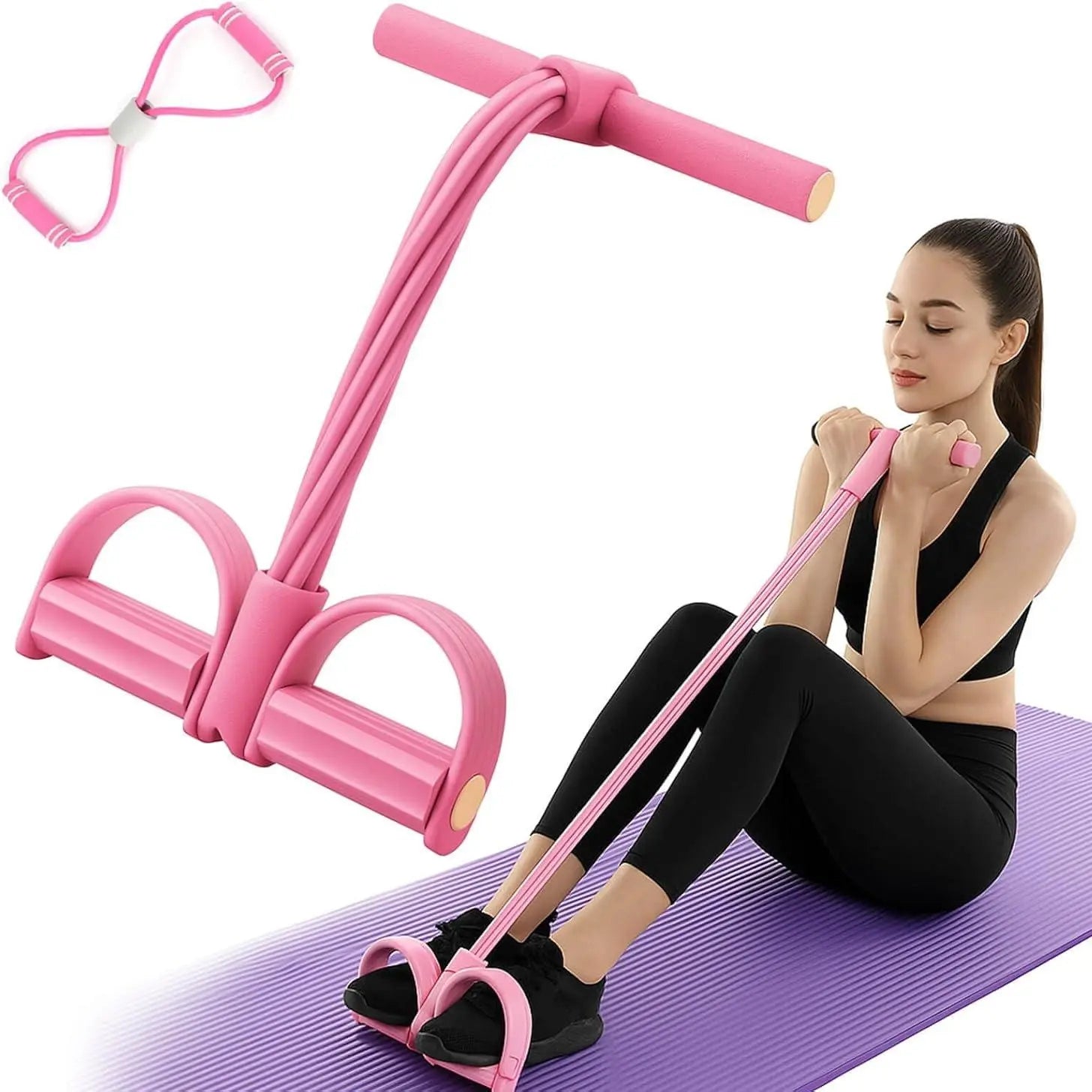 Manual Tension Training Pedal Resistance Band, 6-Tube Eco-Friendly Natural Latex Yoga Stretching Band, Multifunctional Adjustable Elastic Band for Home Gym Arm & Waist and Abdomen Training, Exercise Equipment, Suitable for Both Men and Women