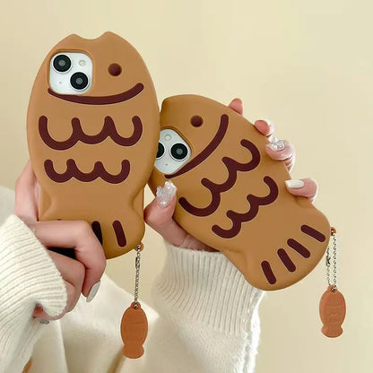 Fish Shape 3D Silicone Phone Case for Iphone 17 Air 11 12 13 14 15 16 Pro Max with Pendant