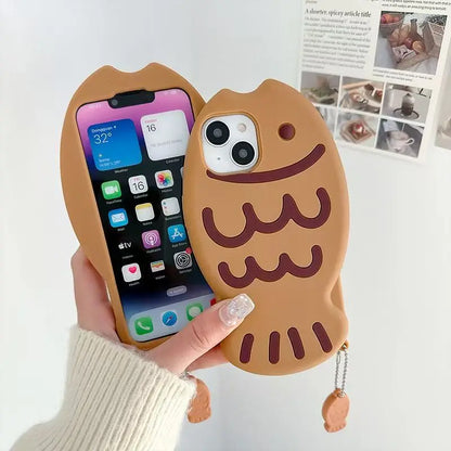 Fish Shape 3D Silicone Phone Case for Iphone 17 Air 11 12 13 14 15 16 Pro Max with Pendant