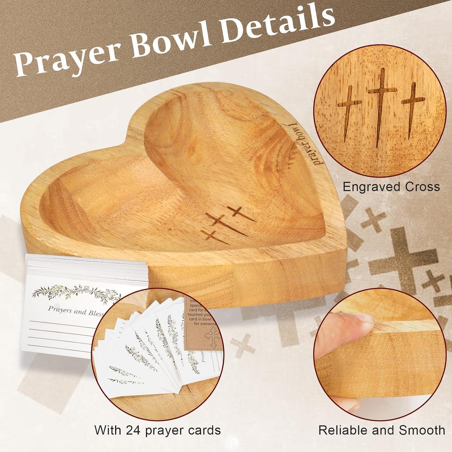 Heart Prayer Bowl,Heart Shaped Wooden Bowl,Wood Decorative Bowls