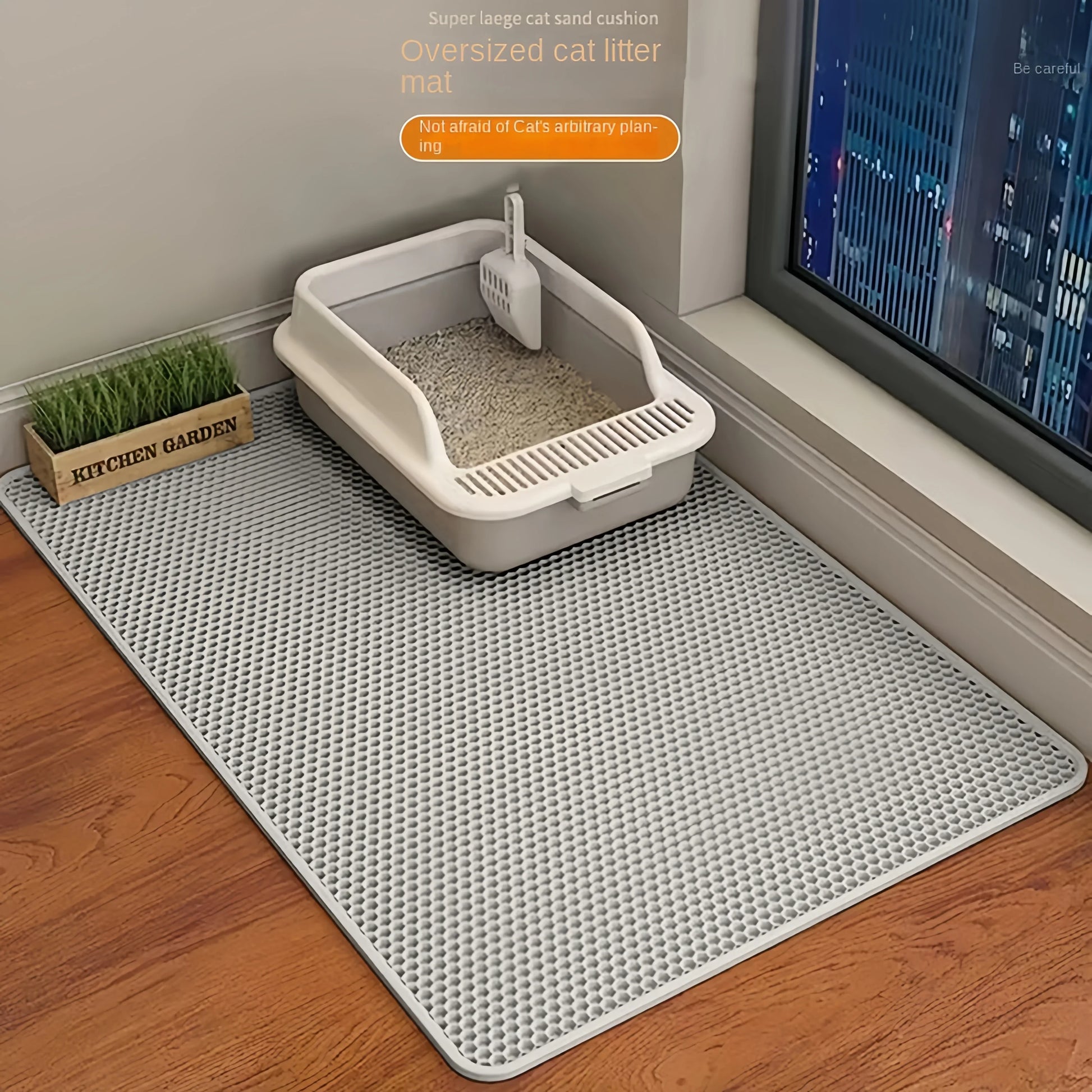Large Size Cat Litter Mat Double Layer Waterproof Pet Litter Box Mat Non-Slip Sand Cat Pad Washable Cat Litter Mat Pet Supplies