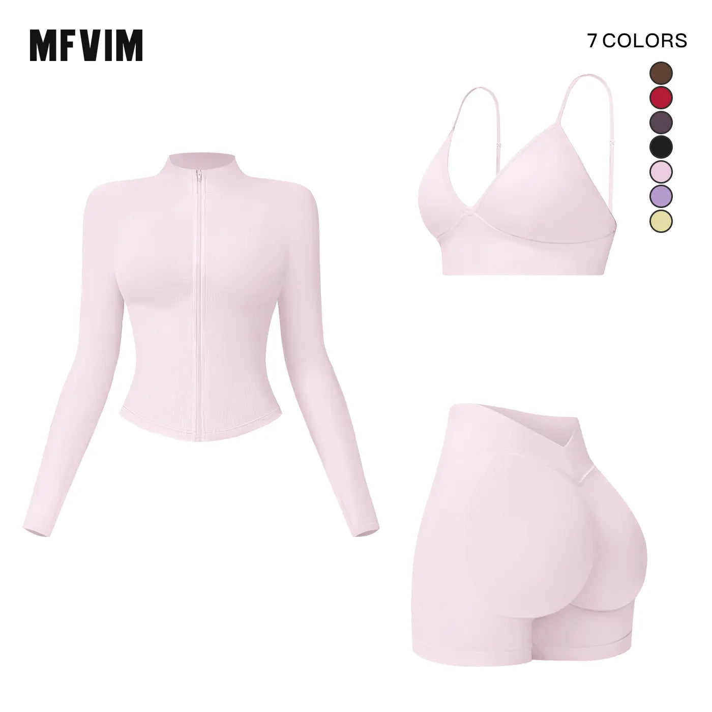 MFVIM Women'S Sports Three-Piece Set Impact Compression High Waist Butt Lifting Yoga Pants for Running Yoga Everyday Workouts,Summerwins,Travel Essentials,Camping Essentials