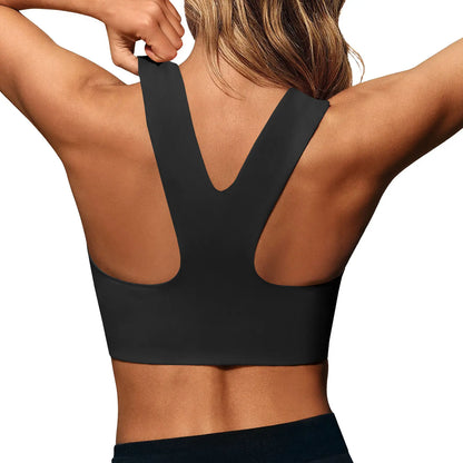 Aoysky Women'S Buttery Soft Square Neck Padded Compressive Seamless Longline Sports Bra - Bras for Women, Activewear Crop Top for Yoga, Running Workouts, Sports Bra for Women,Travel Essentials,Camping Essentials