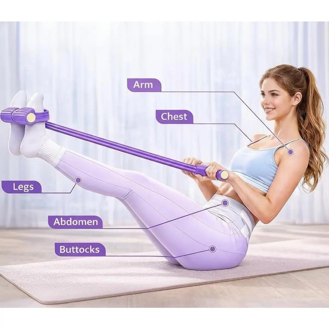 Manual Tension Training Pedal Resistance Band, 6-Tube Eco-Friendly Natural Latex Yoga Stretching Band, Multifunctional Adjustable Elastic Band for Home Gym Arm & Waist and Abdomen Training, Exercise Equipment, Suitable for Both Men and Women