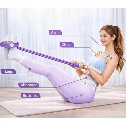 Manual Tension Training Pedal Resistance Band, 6-Tube Eco-Friendly Natural Latex Yoga Stretching Band, Multifunctional Adjustable Elastic Band for Home Gym Arm & Waist and Abdomen Training, Exercise Equipment, Suitable for Both Men and Women
