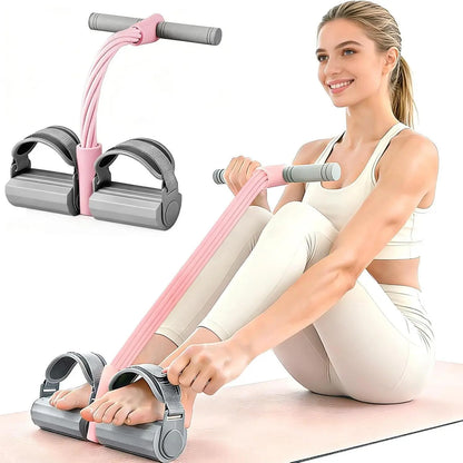 Manual Tension Training Pedal Resistance Band, 6-Tube Eco-Friendly Natural Latex Yoga Stretching Band, Multifunctional Adjustable Elastic Band for Home Gym Arm & Waist and Abdomen Training, Exercise Equipment, Suitable for Both Men and Women