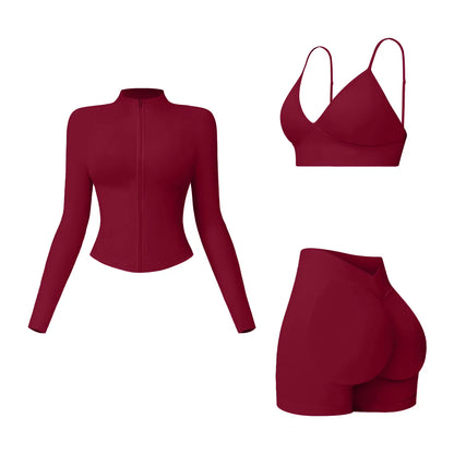 MFVIM Women'S Sports Three-Piece Set Impact Compression High Waist Butt Lifting Yoga Pants for Running Yoga Everyday Workouts,Summerwins,Travel Essentials,Camping Essentials