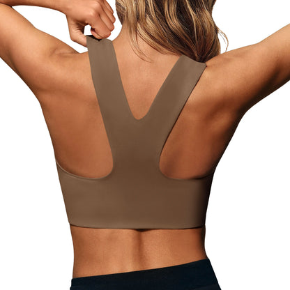 Aoysky Women'S Buttery Soft Square Neck Padded Compressive Seamless Longline Sports Bra - Bras for Women, Activewear Crop Top for Yoga, Running Workouts, Sports Bra for Women,Travel Essentials,Camping Essentials