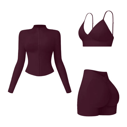 MFVIM Women'S Sports Three-Piece Set Impact Compression High Waist Butt Lifting Yoga Pants for Running Yoga Everyday Workouts,Summerwins,Travel Essentials,Camping Essentials
