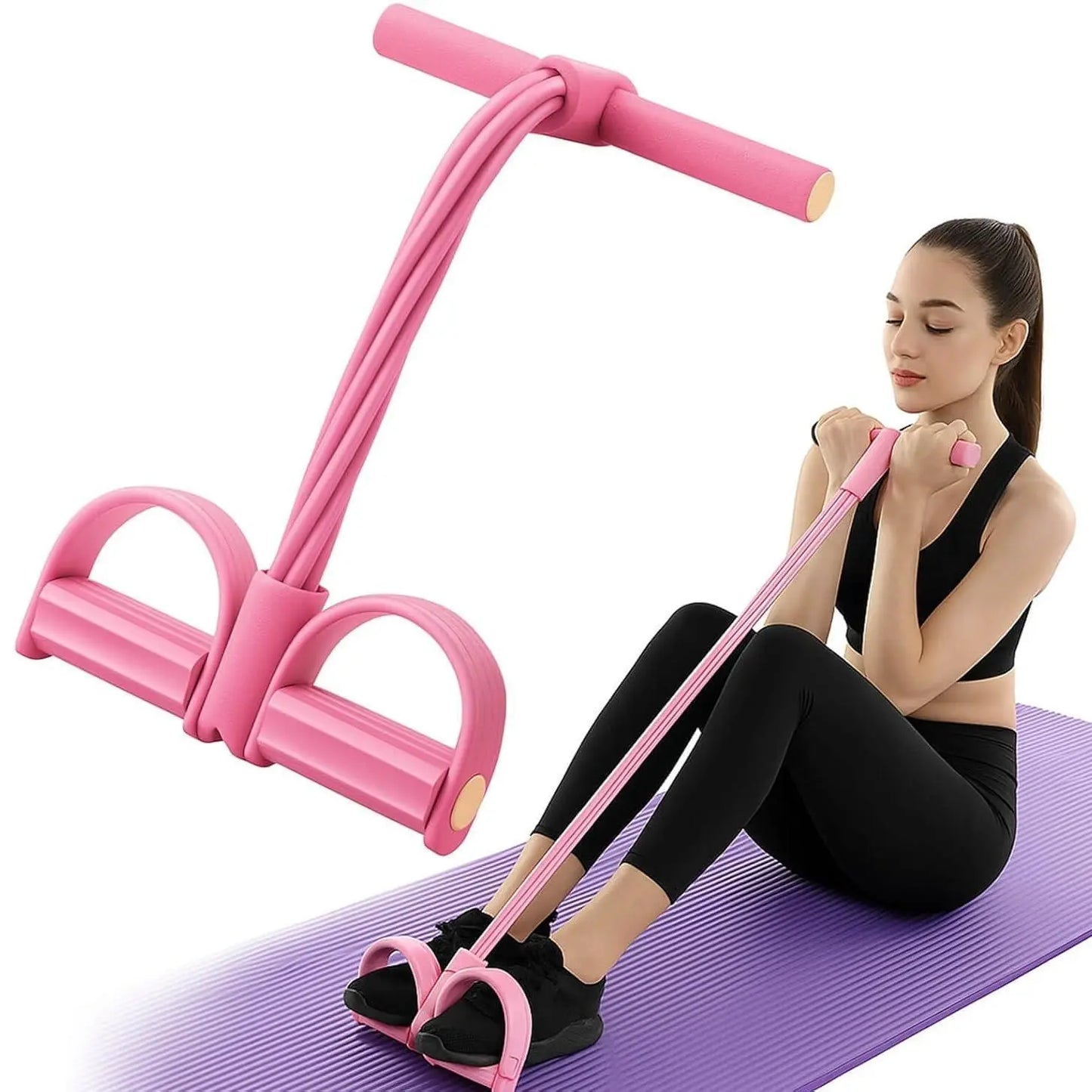 Manual Tension Training Pedal Resistance Band, 6-Tube Eco-Friendly Natural Latex Yoga Stretching Band, Multifunctional Adjustable Elastic Band for Home Gym Arm & Waist and Abdomen Training, Exercise Equipment, Suitable for Both Men and Women