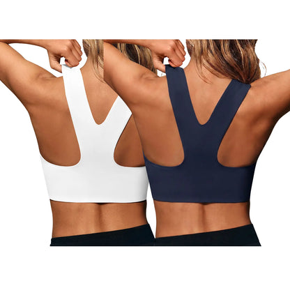 Aoysky Women'S Buttery Soft Square Neck Padded Compressive Seamless Longline Sports Bra - Bras for Women, Activewear Crop Top for Yoga, Running Workouts, Sports Bra for Women,Travel Essentials,Camping Essentials