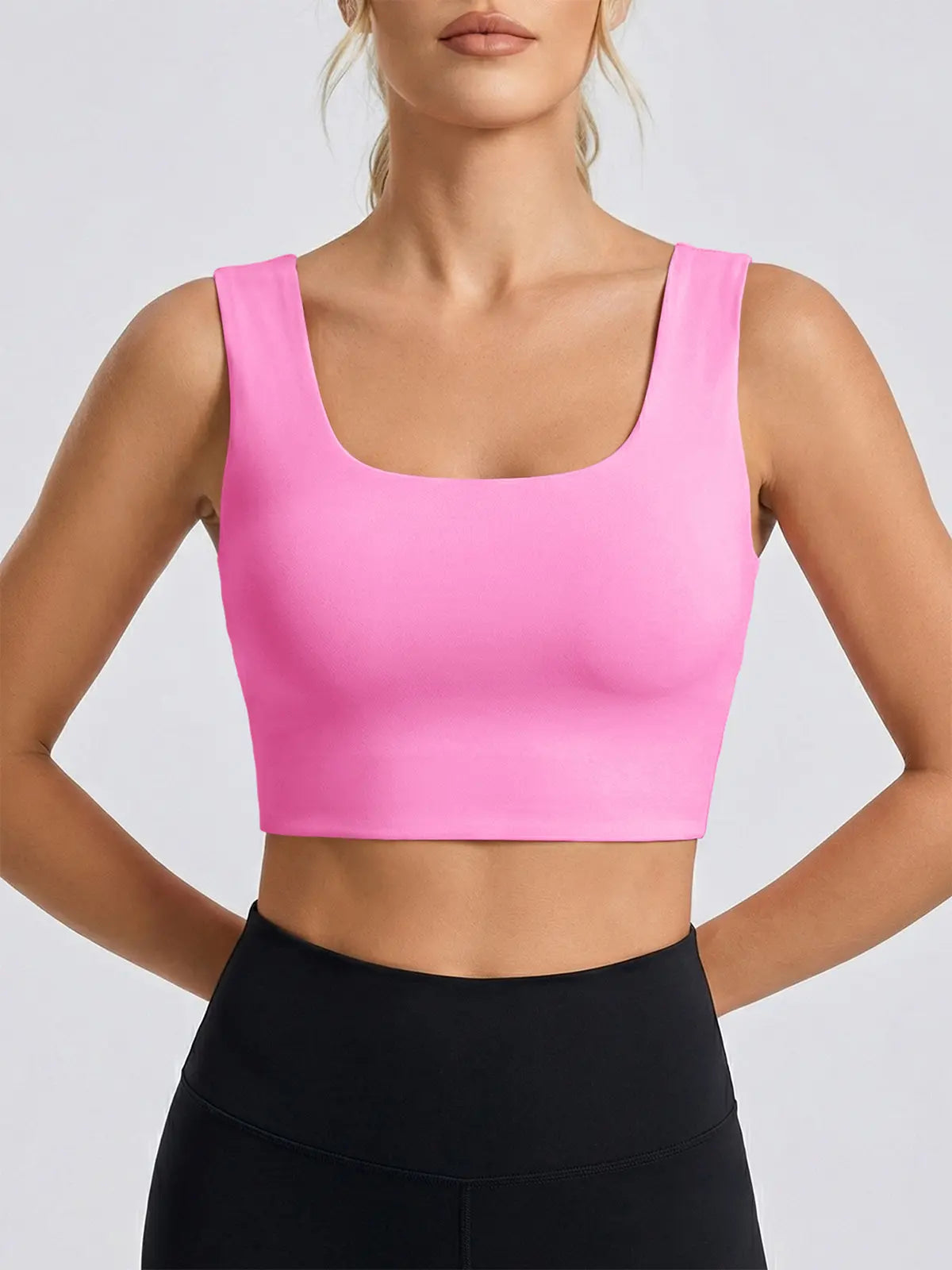 Aoysky Women'S Buttery Soft Square Neck Padded Compressive Seamless Longline Sports Bra - Bras for Women, Activewear Crop Top for Yoga, Running Workouts, Sports Bra for Women,Travel Essentials,Camping Essentials